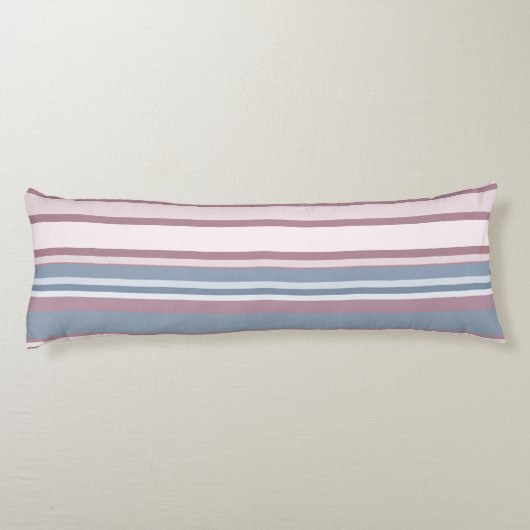 Cadet Grey and Desaturated Rose Stripes Lichaamskussen (Achterkant)