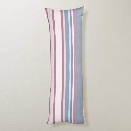 Cadet Grey and Desaturated Rose Stripes Lichaamskussen (Achterkant (Verticaal))