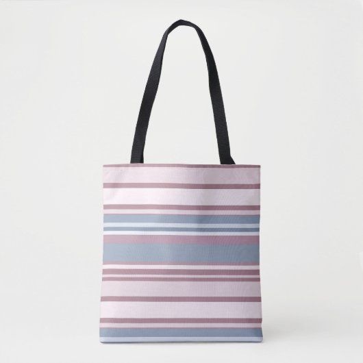 Cadet Grey and Desaturated Rose Stripes Tote Bag (Voorkant)