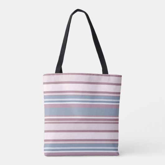 Cadet Grey and Desaturated Rose Stripes Tote Bag (Achterkant)