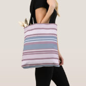 Cadet Grey and Desaturated Rose Stripes Tote Bag (Dichtbij)
