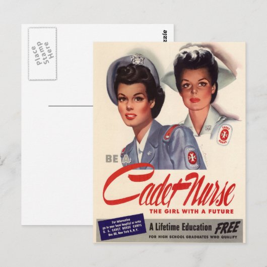 Cadet Nurse Briefkaart (Voorkant / Achterkant)