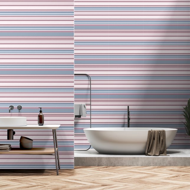 Cadetgrijs en verkleurde roze strepen behang (Badkamer)