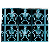 Cadeustas met elektrisch blauw skelet groot cadeauzakje (Achterkant)