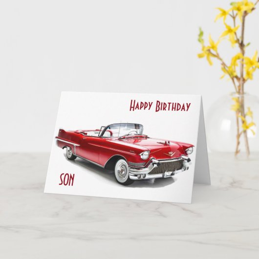 CADILAC STYLE Verjaardag wenst een klassieke man Kaart (Gele Bloem)