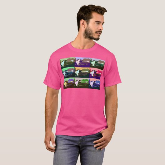 Cadillac in Warhol stijl T-shirt (Voorkant volledig)