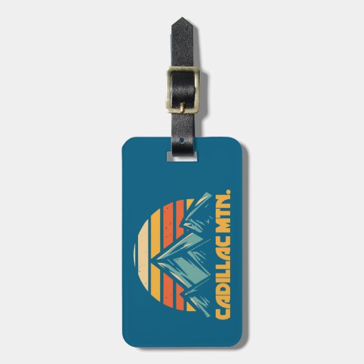 Cadillac Mountain Retro Turquoise Bagagelabel (Voorkant verticaal)