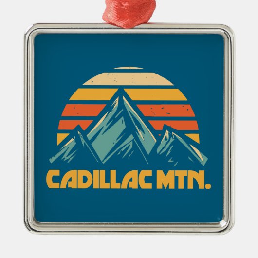 Cadillac Mountain Retro Turquoise Metalen Ornament (Voorkant)