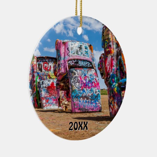 Cadillac Ranch, Amarillo, Texas Keramisch Ornament (Rechts)