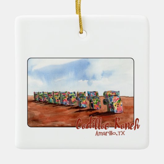 Cadillac Ranch, Amarillo, Texas Kerstversiering Keramisch Ornament (Voorkant)
