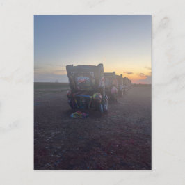 Cadillac Ranch bij zonsondergang Briefkaart