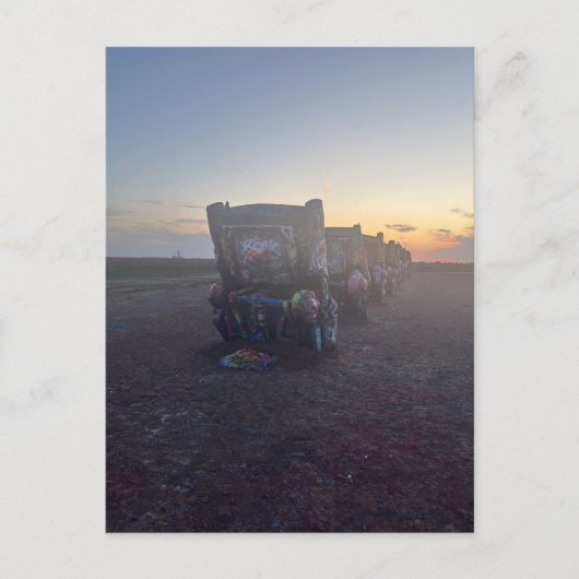 Cadillac Ranch bij zonsondergang Briefkaart (Voorkant)