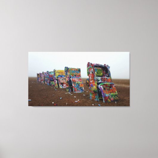 CADILLAC RANCH COOL VINTAGE AUTO CANVAS PRINT (Voorkant)
