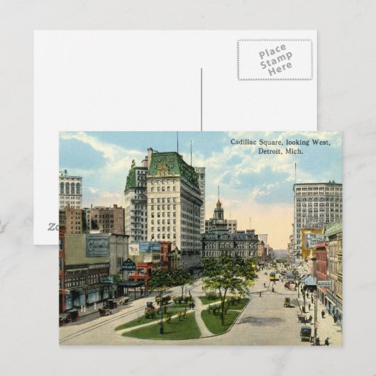 Cadillac Square, Detroit Michigan, 1915  Briefkaart (Voorkant / Achterkant)