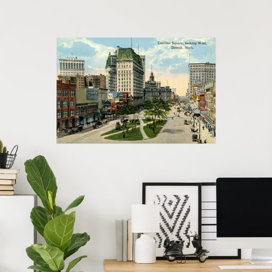 Cadillac Square, Detroit Michigan, 1915 Poster (Thuiskantoor)