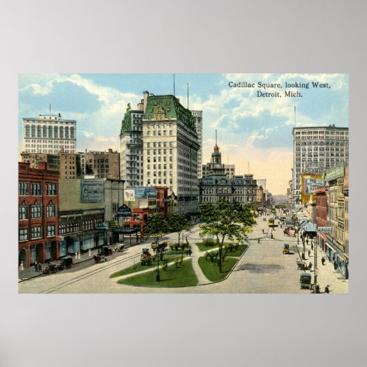 Cadillac Square, Detroit Michigan, 1915  Poster (Voorkant)