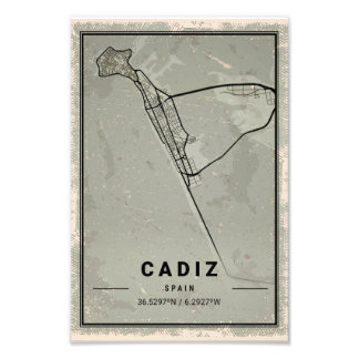 Cadiz map print poster canvas | Spain