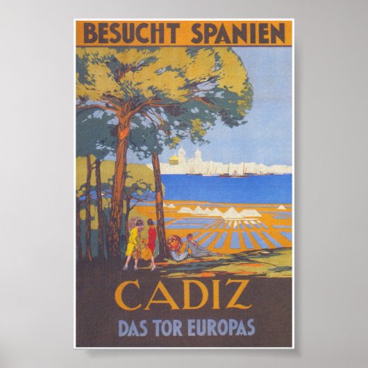 Cadiz Spain Vintage Travel Poster (Voorkant)