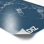 Cadiz - Spanje Blueprint City Map Foto Afdruk (Hoek)