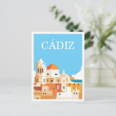 Cadiz Spanje Kunst Vintage Reizen Illustratie Briefkaart (Staand voorkant)