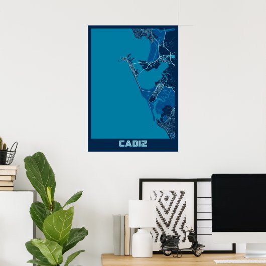 Cadiz - Spanje Peace City Map Poster (Thuiskantoor)