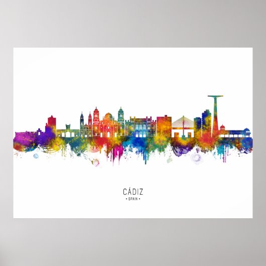 Cádiz Spanje Skyline Poster (Voorkant)