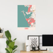 Cadiz - Spanje - Stadskaart Chalk Poster (Thuiskantoor)