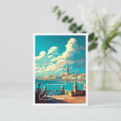 Cadiz Spanje vintage reisillustratie Briefkaart (Staand voorkant)