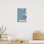 Cadiz Spanje Winderige Stad Kaart Reizen Poster (Keuken)