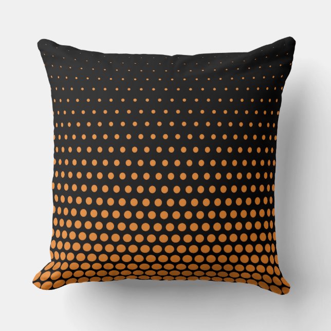 Cadmium Oranje Polka Dot Modern Black Kussen (Voorkant)