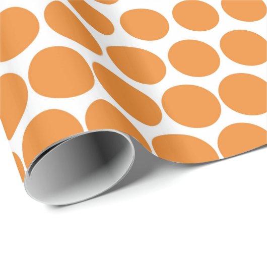 Cadmium Oranje Polka Dot Modern White Cadeaupapier (Rol Hoek)