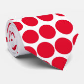 Cadmium Red Polka Dot Modern White Stropdas (Opgerold)