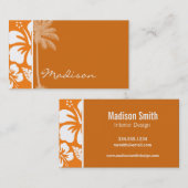 Cadmium Sinaasappel Tropische Hibiscus; Palm Visitekaartje (Voorkant / Achterkant)