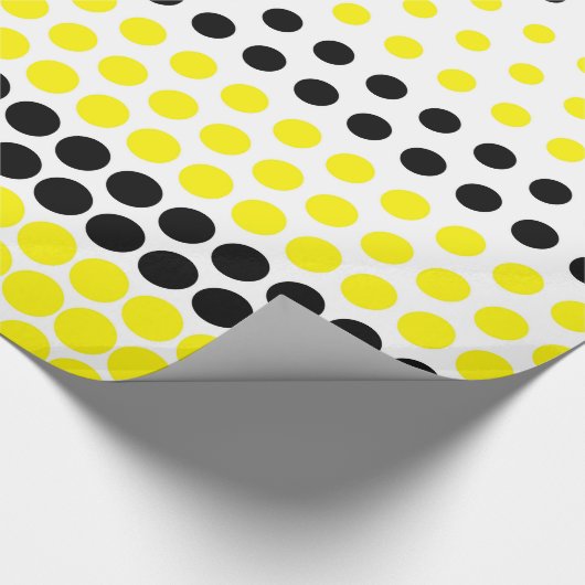 Cadmium Yellow en Black Polka Dot Cadeaupapier (Hoek)