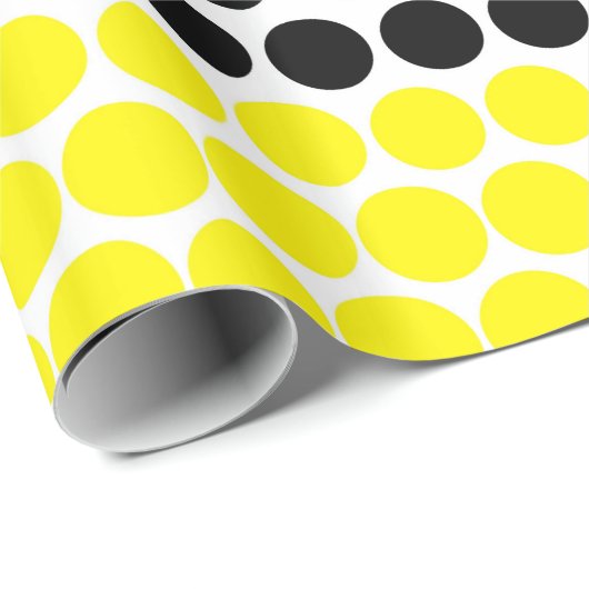 Cadmium Yellow en Black Polka Dot Cadeaupapier (Rol Hoek)