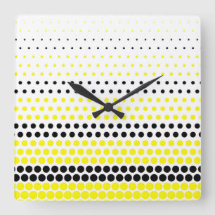 Cadmium Yellow en Black Polka Dot Vierkante Klok