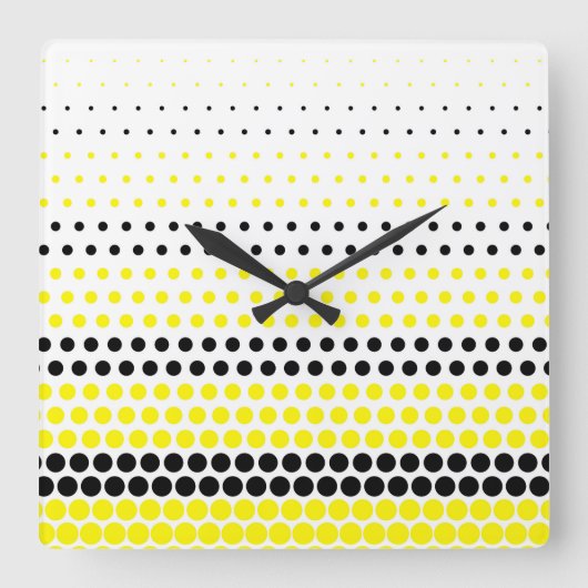 Cadmium Yellow en Black Polka Dot Vierkante Klok (Voorkant)