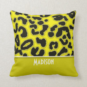 Cadmium Yellow Leopard Animal Print; Gepersonalise Kussen