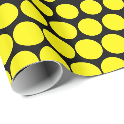Cadmium Yellow Polka Dot Modern Black Cadeaupapier (Rol Hoek)