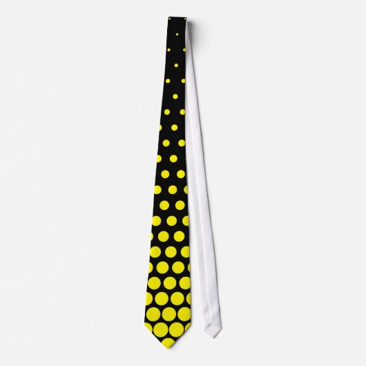 Cadmium Yellow Polka Dot Modern Black Stropdas (Voorkant)