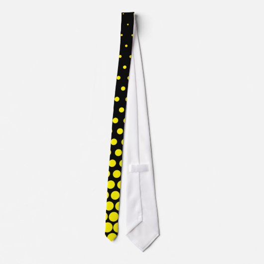 Cadmium Yellow Polka Dot Modern Black Stropdas (Achterkant)