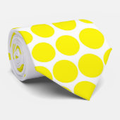 Cadmium Yellow Polka Dot Modern White Stropdas (Opgerold)