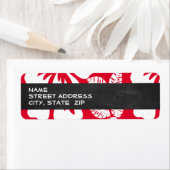 Cadmiumrode tropische hibiscus; krijtbord etiket (Insitu)