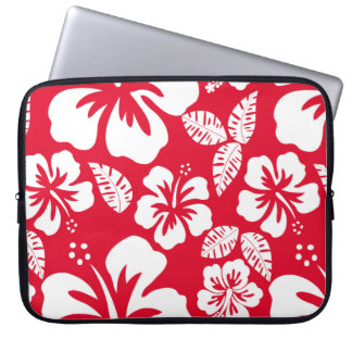 Cadmiumrood Tropische Hibiscusbloemen Laptop Sleeve