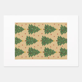 CADOPAPIER BLAADJES KERSTBOOM EN STREPEN INPAKPAPIER VEL