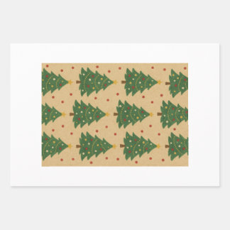 CADOPAPIER BLAADJES KERSTBOOM EN STREPEN INPAKPAPIER VEL