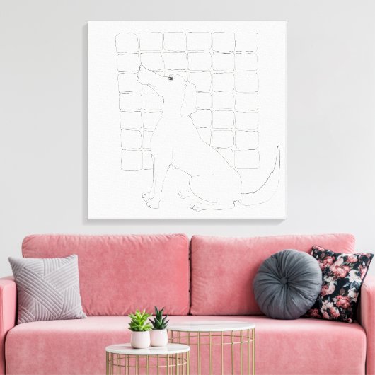 Cador Dog met Squares Original Drawing Canvas (Insitu (Woonkamer))