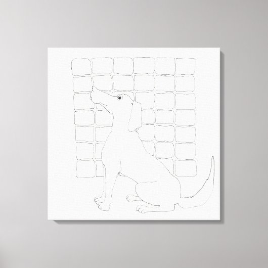 Cador Dog met Squares Original Drawing Canvas (Voorkant)
