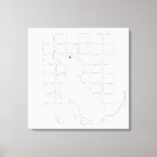 Cador Dog met Squares Original Drawing Canvas Afdruk