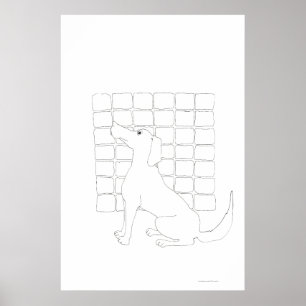 Cador Dog Squares Tekening Coloring Poster